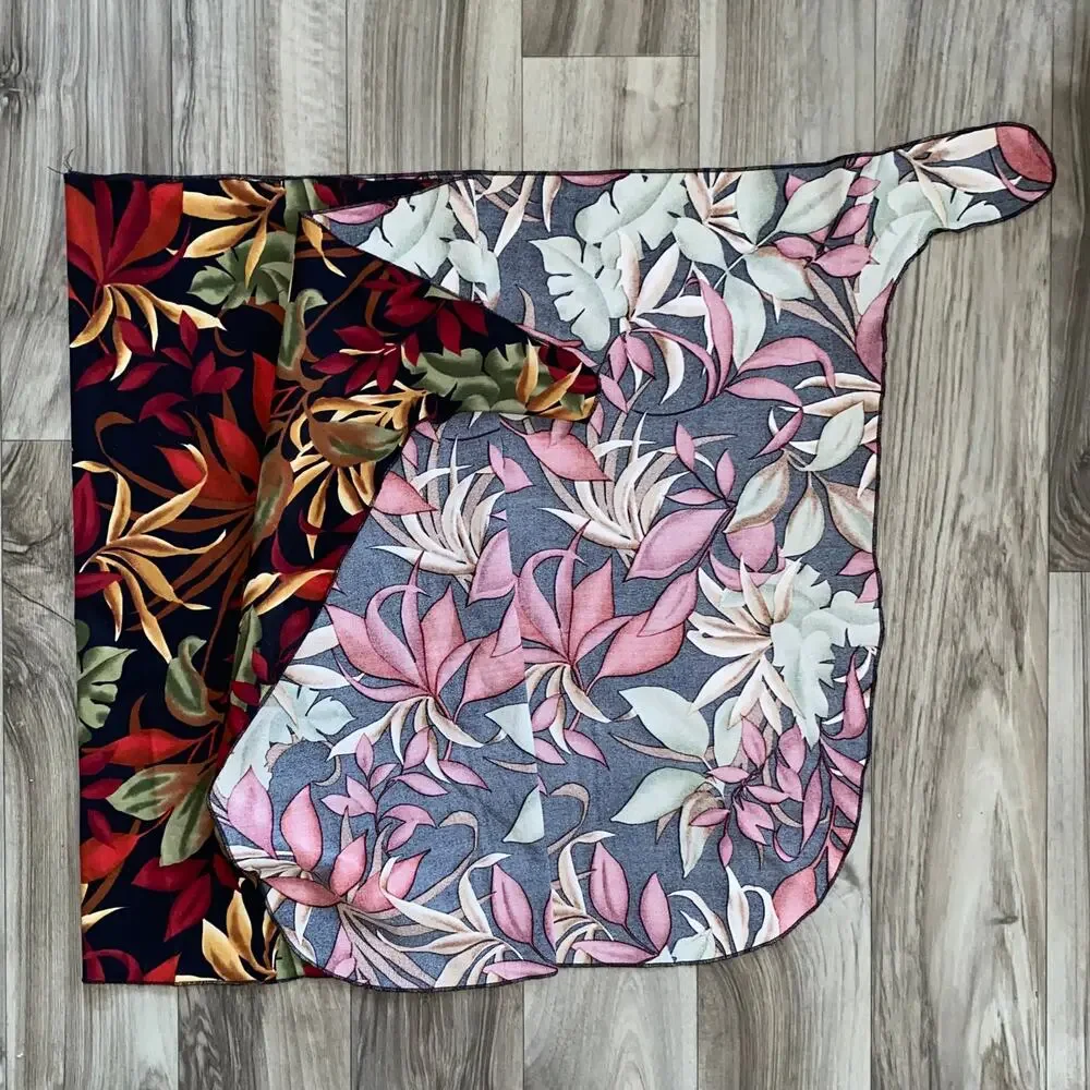 Jantzen L‎ Black Tropical Print Short Sarong Swimwear Coverup US Made!